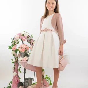 Abito con gonna ampia e cintura fiorata Mimilù