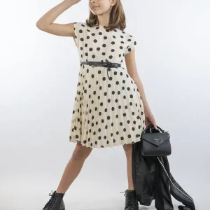 Abito a pois con gonna plissè