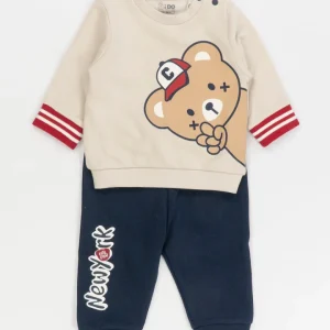 Tuta 2 pz. felpata con orsetto con cappellino I DO