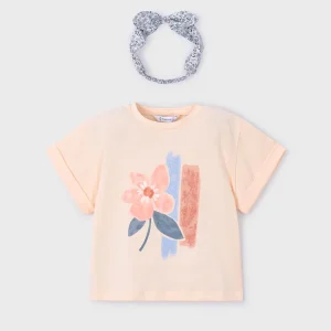 T-shirt con stampa glitterata e fascia  MAYORAL