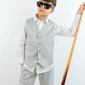 Gilet monopetto rigato OVER D