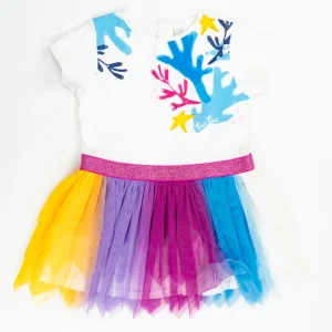 Abito con gonna in tulle arcobaleno