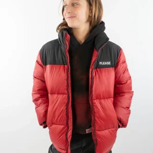 Giubbotto bicolor imbottito con cappuccio PLEASE