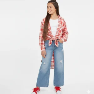 Jeans largo con finti strappi art.4G729-7300 I DO