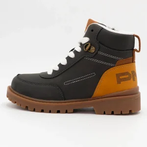 Scarponcino bicolor con lacci e zip