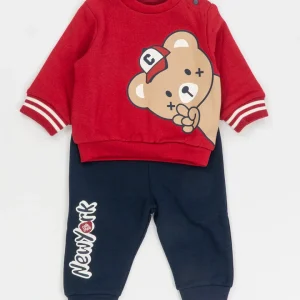 Tuta 2 pz. felpata con orsetto con cappellino I DO