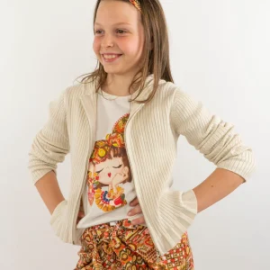 Cardigan a coste con zip e cappuccio