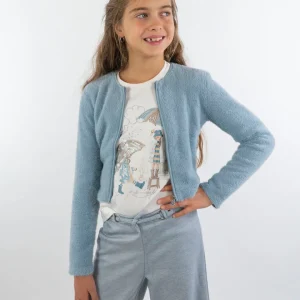 Cardigan peloso con inserti ecopelle MAYORAL