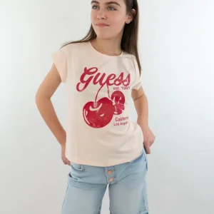T-shirt con ciliegie glitterate GUESS