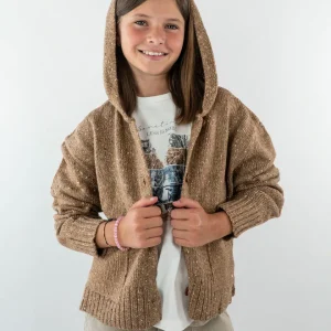 Cardigan in maglia melange con cappuccio MAYORAL