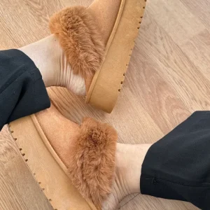 Mules peluche platform