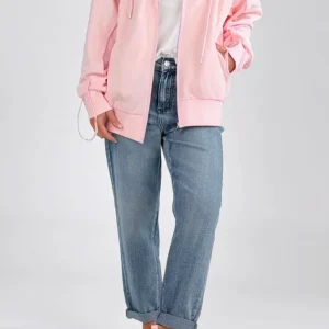 Felpa cappuccio cuciture rilievo