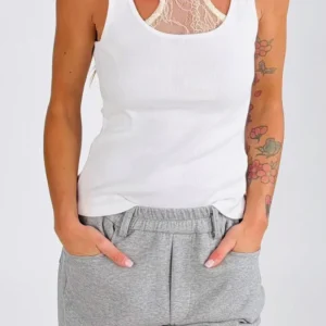 Canotta costina collo pizzo H.