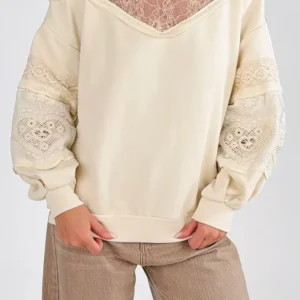 Felpa carrè pizzo+paillettes H.