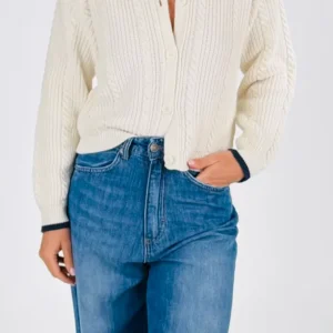 Cardigan trecce bordino T.