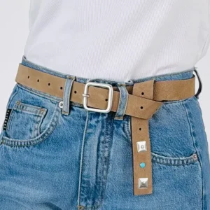 Cintura camoscio borchie+pietra Vic.