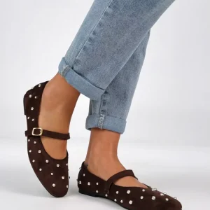 Ballerina ecocamoscio borchie