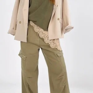 Pantalone cargo drill perle Kiki