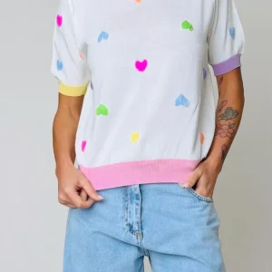 Pull mezza manica cuori color