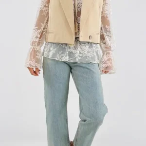 Gilet crop gessato Vic.