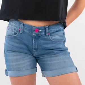 Shorts in Jeans con bottoni fucsia GUESS
