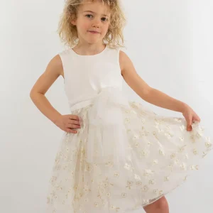 Abito con gonna in tulle a fiori dorati  I DO