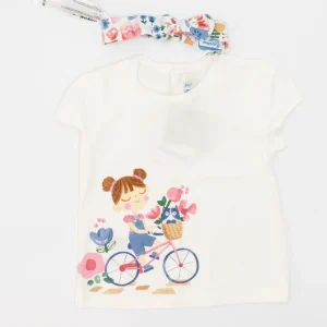 Maglietta con fascia e bimba in bicicletta Mayoral