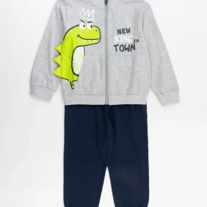 Tuta 2 pz. aperta in cotone con dinosauri I DO