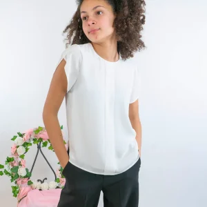 Camicia girocollo con manica a petalo KOCCA