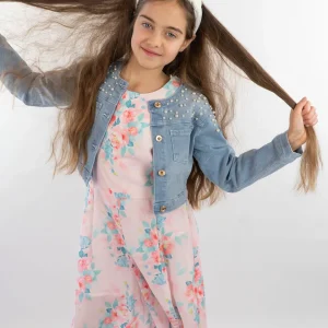 Giubbino in jeans con perle applicate i DO