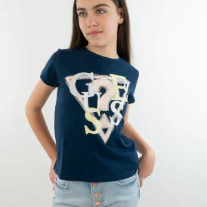 T-shirt con scritta glitterata GUESS